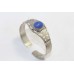 Bangle Bracelet Kada 925 Sterling Silver Lapis Lazuli Stone Engraved Women C203